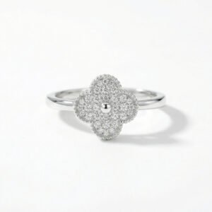 טבעת תלתן משובצת